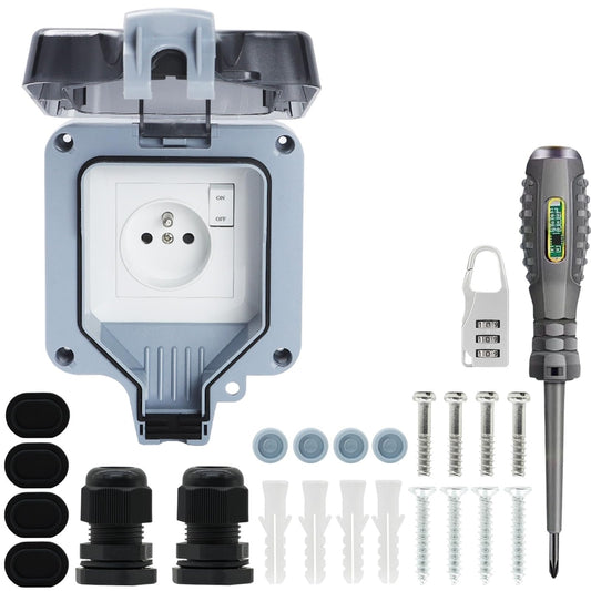 IP66 vodoodporna zunanja vtičnica z zaščitnim pokrovom in stikalom (MPG1-FSN)