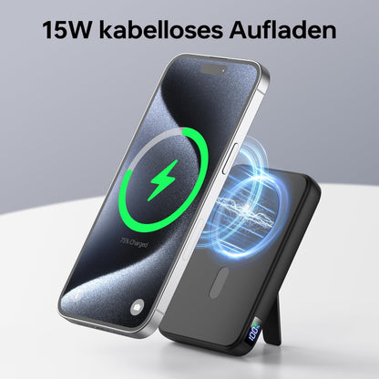 🔋Magnetic wireless power bank 12000 mAh with MagSafe support – 3in1