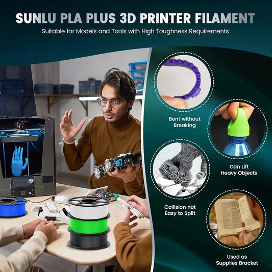 🧵 SUNLU PLA+ filament - 1.75 mm, srebrna, 1kg