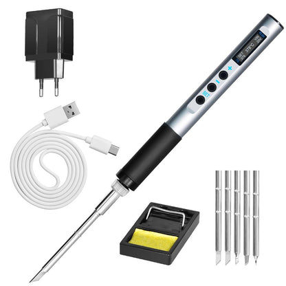 Prenosni USB električni spajkalnik 65W z OLED zaslonom, 5 konic + pribor - 180-450°C