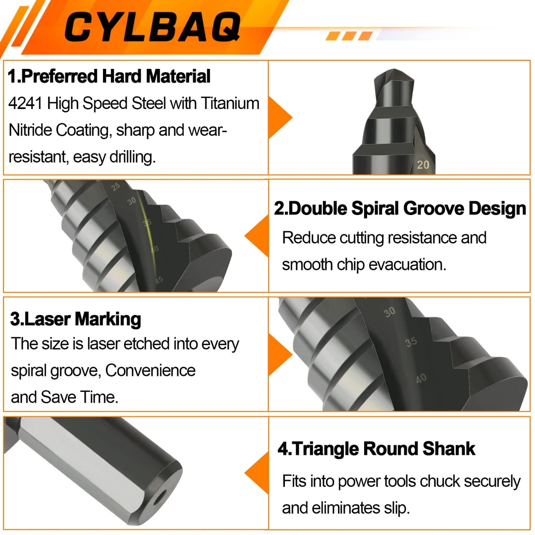 CYLBAQ stopničasti sveder 10–45 mm – za kovino, plastiko in les