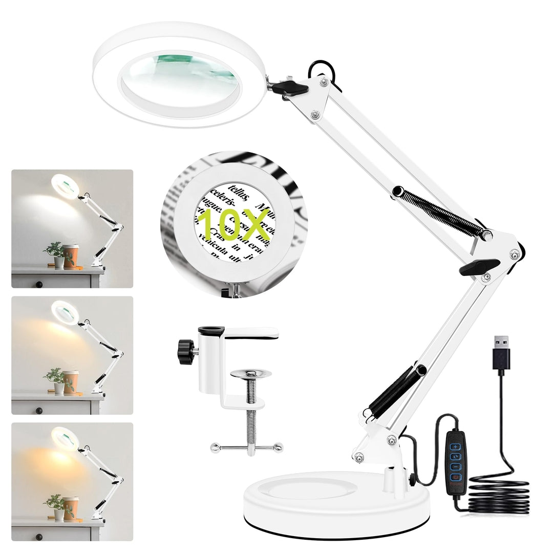💡LED namizna lupa X10 z lučko, 3 barve, 10 stopenj svetlosti, USB