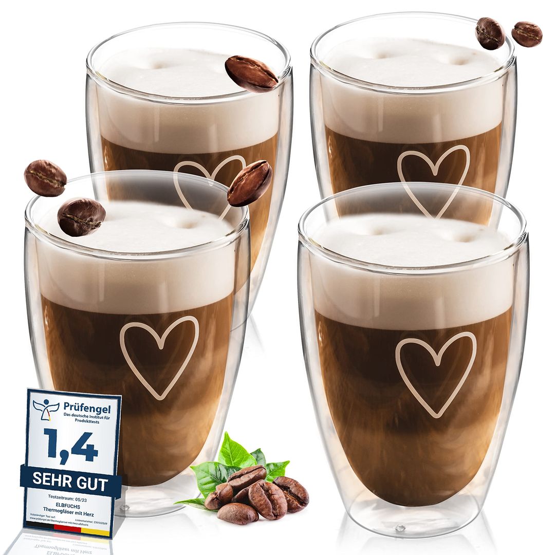 ElbFuchs set 4 termo kozarcev za latte macchiato 350 ml - naklikaj.si