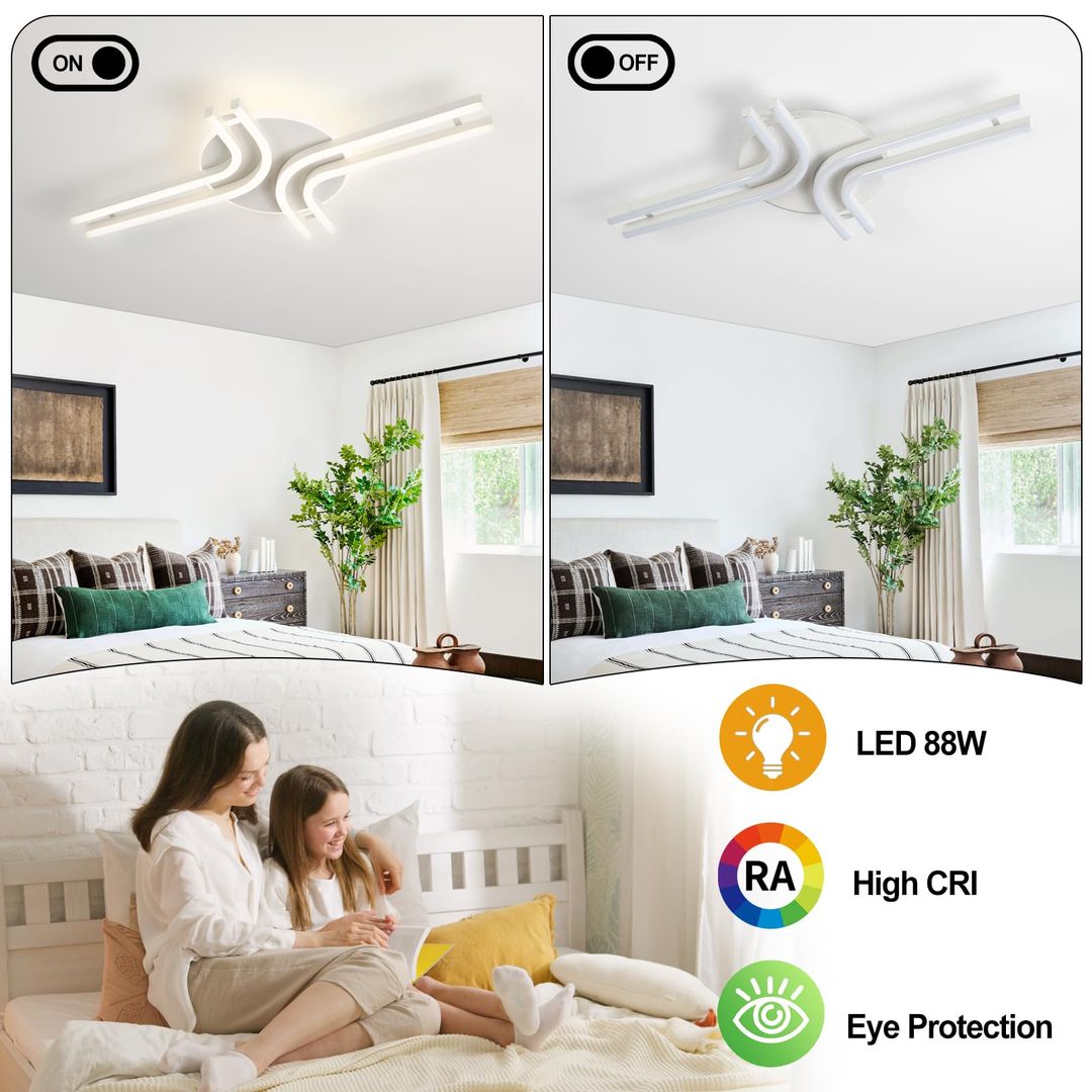 LED stropna luč 32W, 3200lm, 3000-6500K, daljinec, aplikacija, 70cm - črna